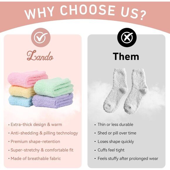 Super Soft&Warm Gifts for Women,Fluffy Fuzzy Socks,Cozy Socks Cloud Comfy -for H - Picture 4 of 6